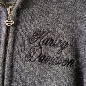 Harley Davidson Zip Up Sweater Alpaca Wool